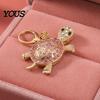 Oxidation Resistant Keychain Pendant, 3D Turtle Design Key Holder with Sparkling Rhinestones Inlaid, Alloy Shell Pendant Easy to Attach Lucky