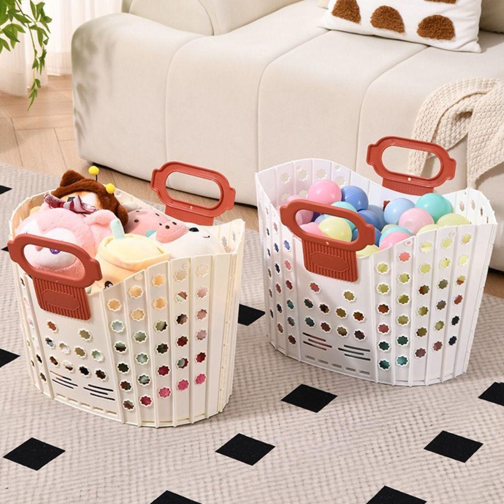 Plastic Dirty Clothes Basket Folding Wall-mounted Laundry Basket Hand-held Durable Portable Laundry Basket Bathroom Storage