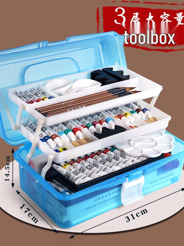12-Color Chinese Painting Pigments & Brushes for Beginners - Entry-Level Calligraphy & Ink Wash Set for Students