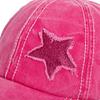 New Fashion Women Ponytail Cap Sequins 5-Point Star Hole Design Baseball Cap Female Washed Cotton Streetwear Hats