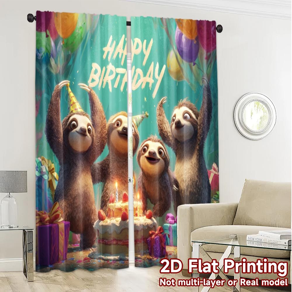 Set Of 2 Flat Printing Curtains Without Rod Made Polyester