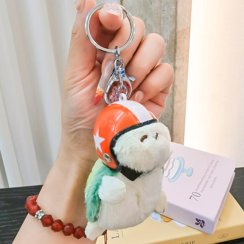 1Pcs Animal Ornament Car Exquisite Decoration Helmet Sea Turtle Keychain Purse Bag Charm Plush Pendant Keyholder