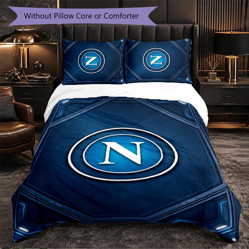 Biancheria da Letto a Tema Napoli FC Set 3 Pezzi Copripiumino Biancheria da Letto Decorativa Per Camera Adolescenti Decorazione Casa