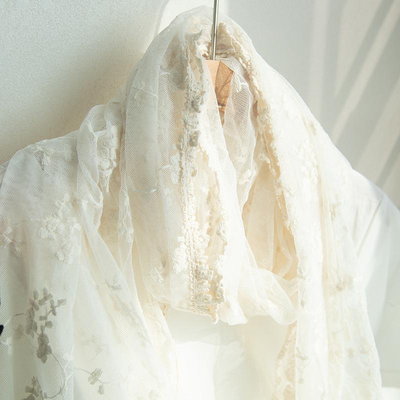 New Lace Long Scarf Embroidered Enlarged Thin Scarf Fashionable Artistic Retro Shawl