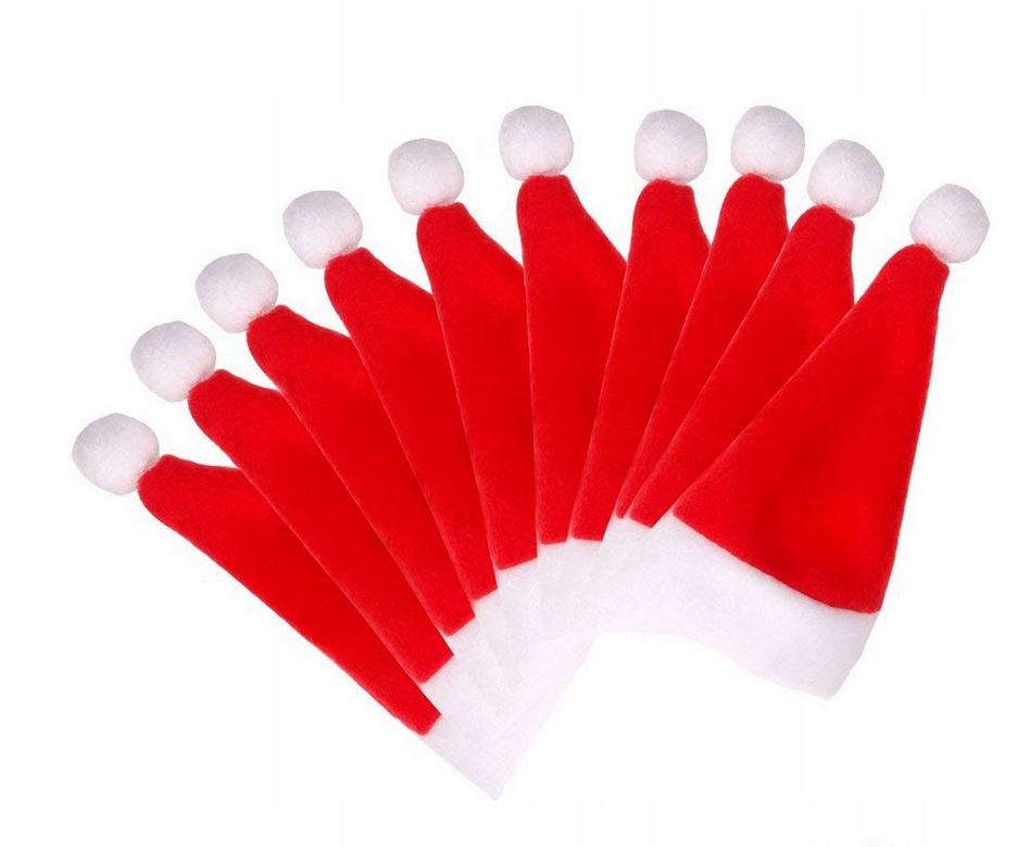 TG52960 10x SANTA CAP BOTTLE HOLDER CUTLERY CHRISTMAS TABLE DECORATION