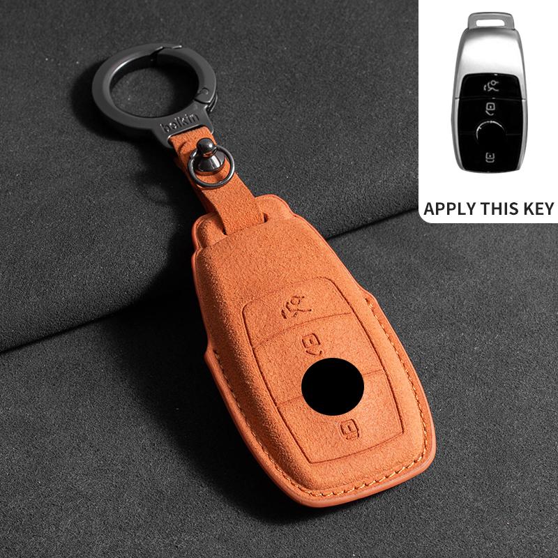 Suede Car Key Case Cover Shell for Mercedes Benz A C E S G Class W177 W205 W213 W222 X167 Amg Glc Cle Cla Glb Gls Car Key Bag