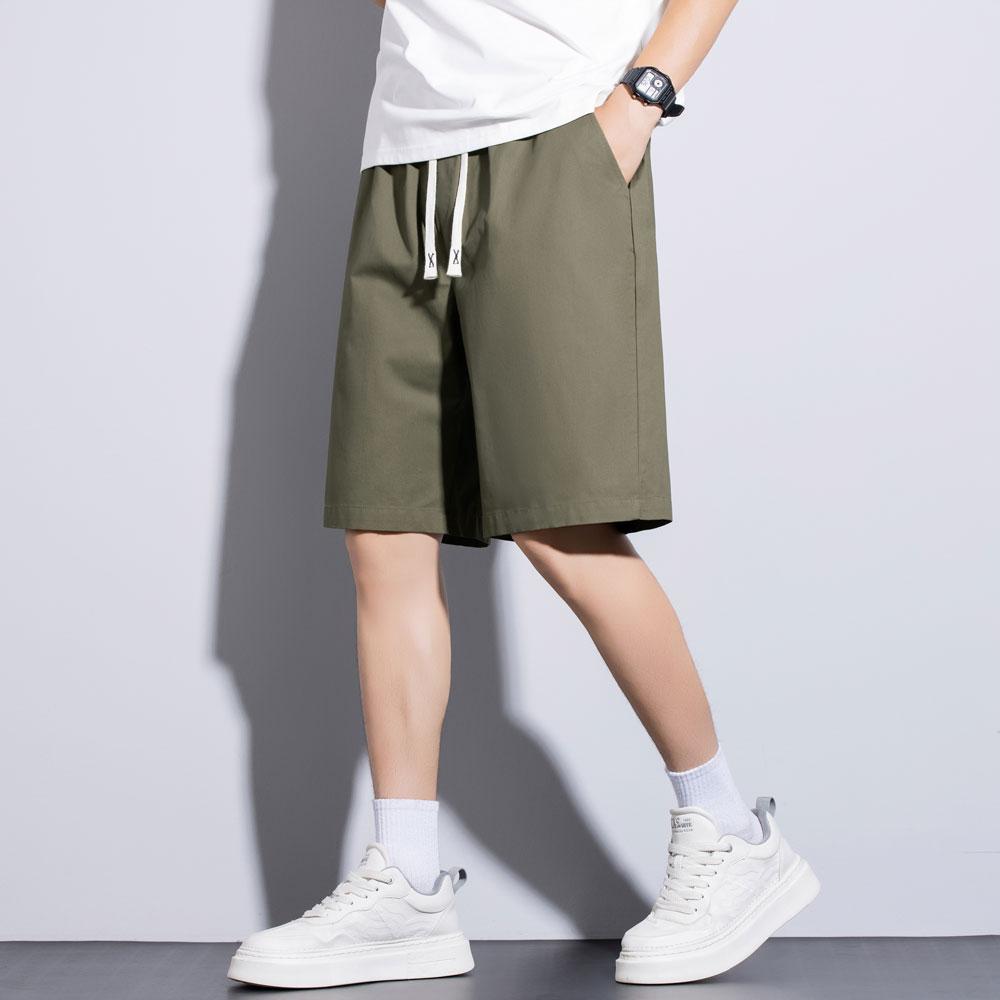 Washed Cotton Five-part Labor Shorts Durable Wear-resistant Summer Thin Drawstring Back Pocket Sports Pants Beach Casual Mid-pants