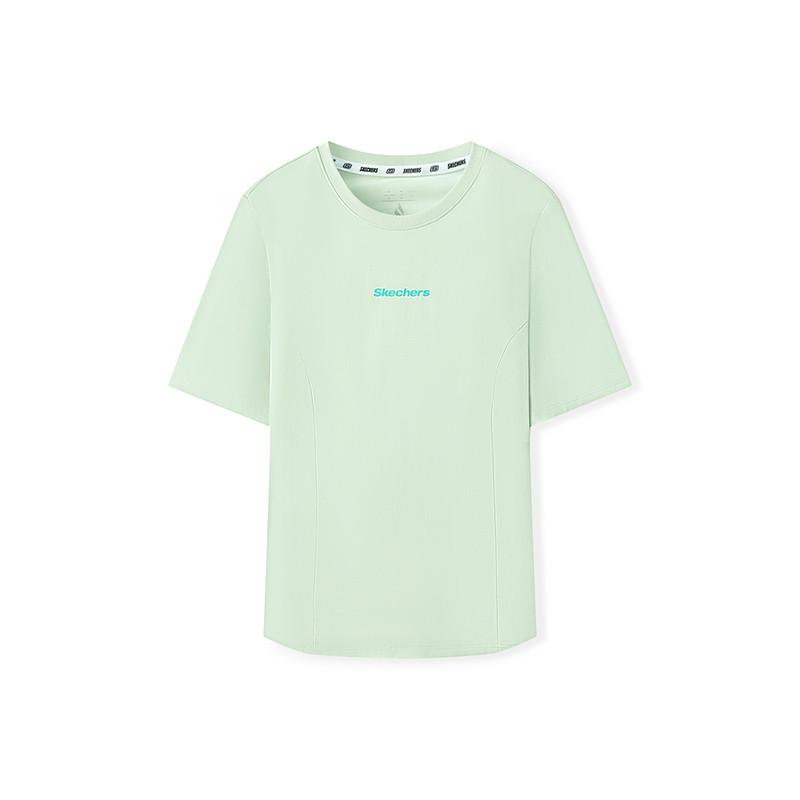 Skechers Comfortable Soft Slim Fit Letter Short Sleeve T-Shirt Women tops Lily-Green L225W152-0215 S