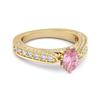 Pink CZ Vintage Milgrain Solitaire Women Wedding Ring  - 925 Sterling Silver Gold Vermeil