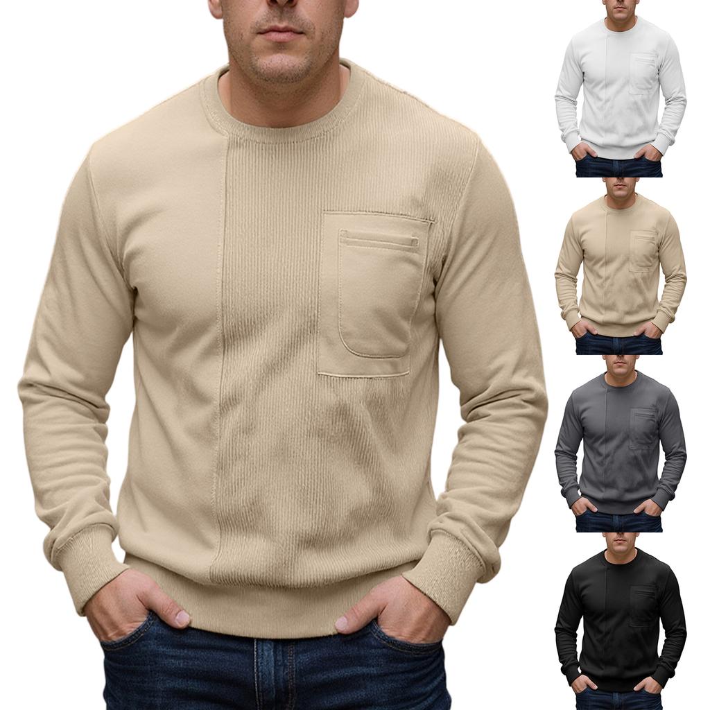 Splicing Round Neck Men's Casual Hoodie