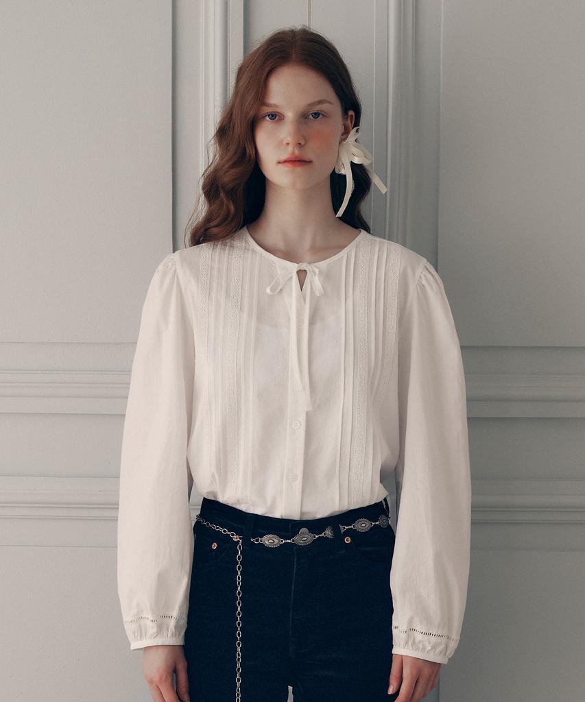 ROLAROLA Round Neck Lace Blouse White