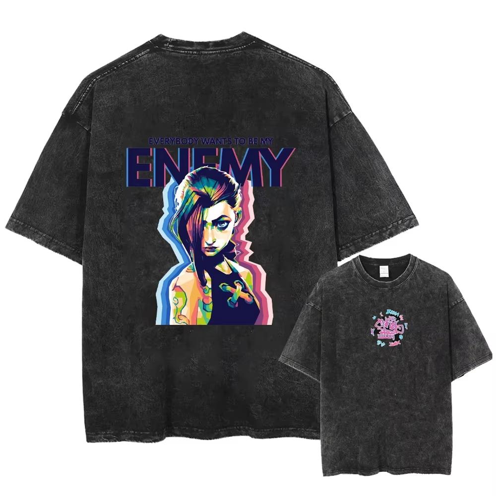 2025 Horké Anime Arcane Jinx Prané Tričko Retro Monkey Graffiti Trička Pánská Dámská O-výstřih Potištěná Trička Topy Léto Krátký Rukáv