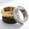 Waterproof Vacuum Plated Gold Color Stainless Steel Men's Ring 7mm Width Matte Brushed Finish with Inner Curve Design Rings Man