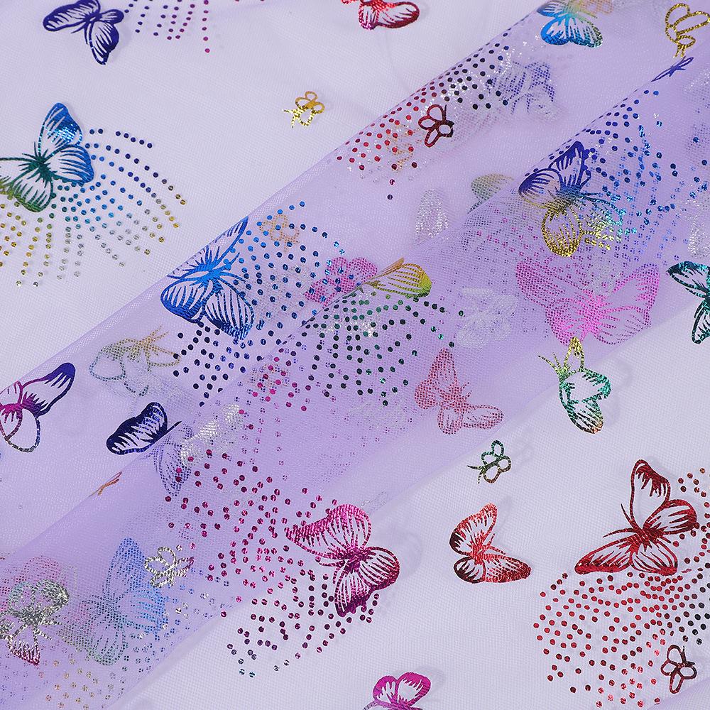 Seven-Color Hot Stamping Butterfly Mesh Fabric for Wedding Dresses, Evening Gowns, DIY Crafts, Women's and Children's Apparel Accessories