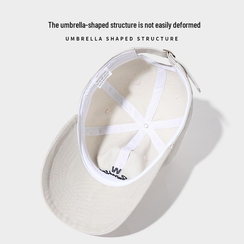 Unisex Pure Cotton Duckbill Baseball Cap - Large Size, Letter Embroidery, Face Slimming, Sun Protection, Ideal for Spring/Summer.