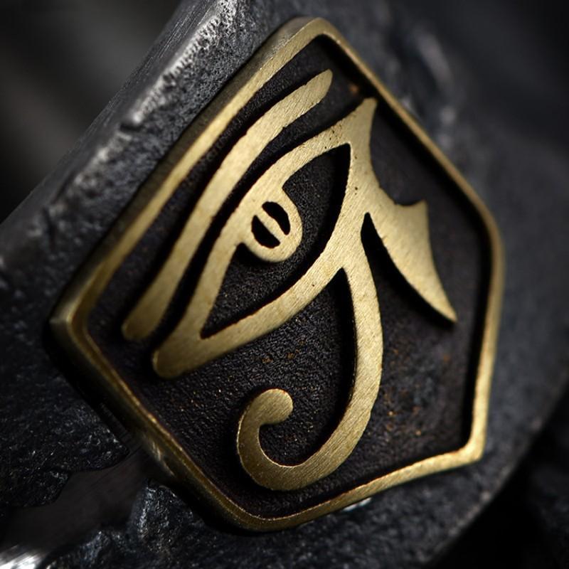 Adjustable Open Ring Men Women Vintage Horus Eye Geometric Statement Plated Retro Unisex Jewelry