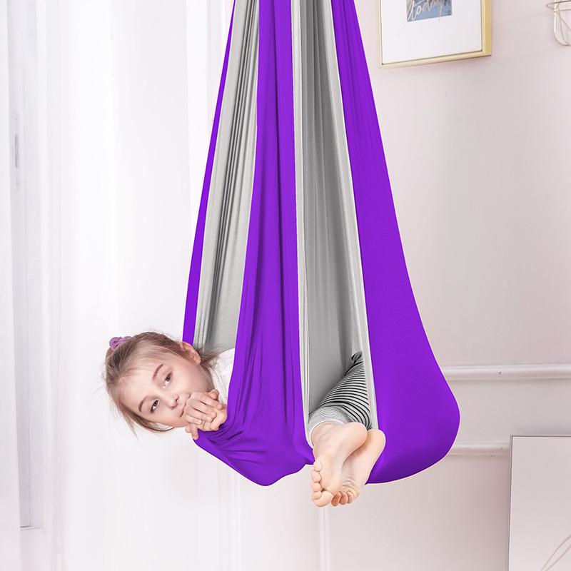 Children's Double-Layer Stretchy Hammock Swing for Indoor/Outdoor Sensory Yoga (230*150)