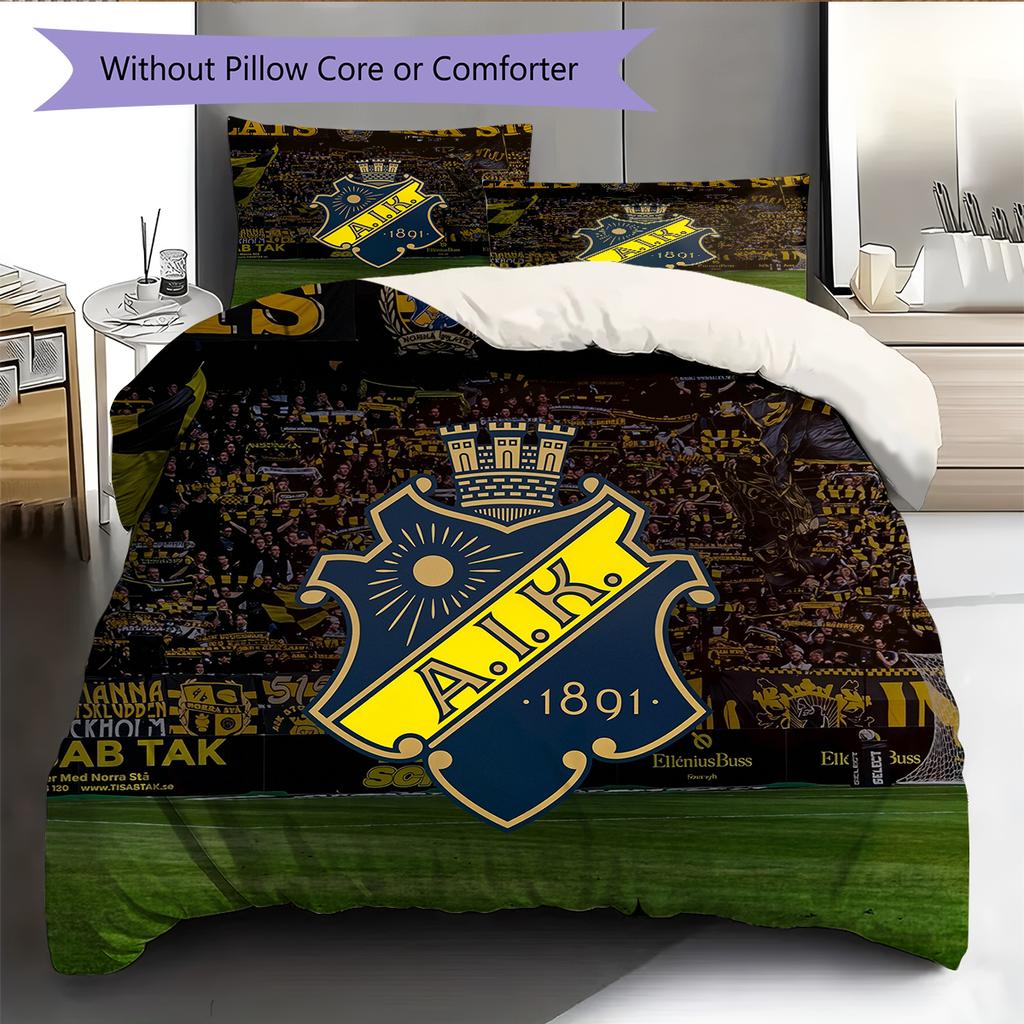 FC AIK Pattern Bedding Home Decoration Birthday Gift (1 * Duvet Cover + 2 * Pillowcase, Without Core)