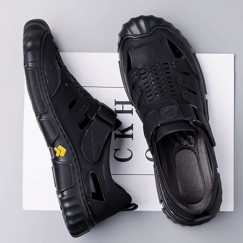 Fashion Walk Mens Sandals Outdoor Beach Flats Anti-collision Toe Hollow Out Roman Shoes Wading Aqua Loafers Men Summer Casual Shoes