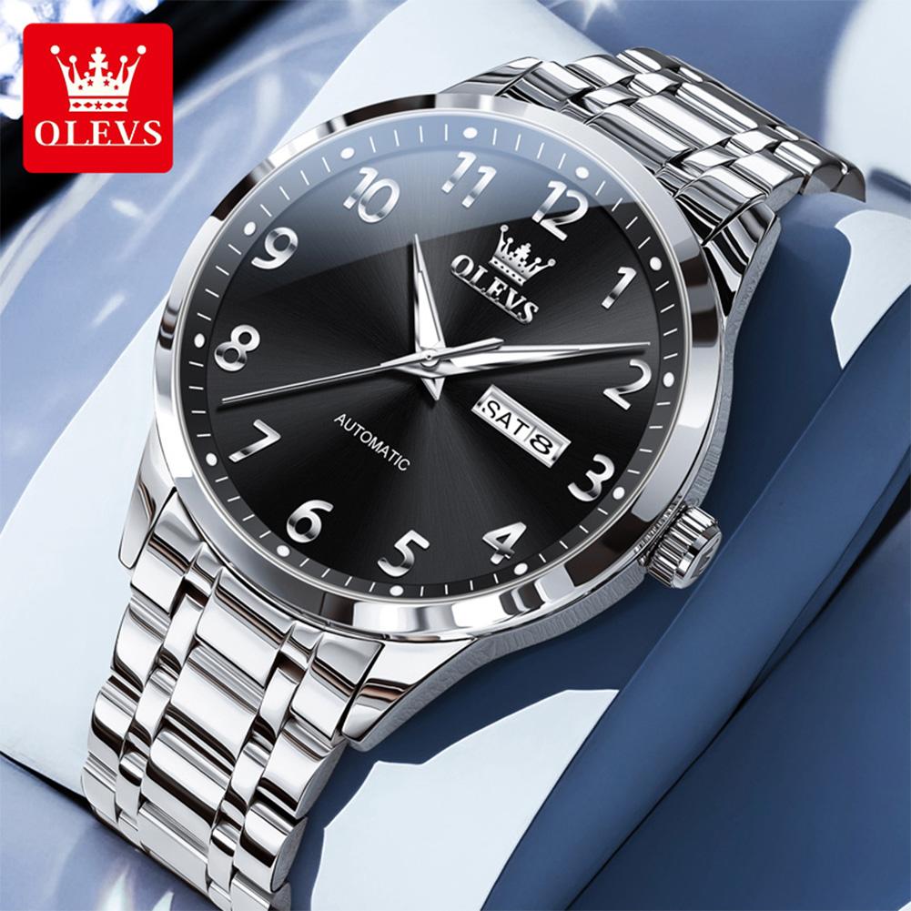 OLEVS 7078 Mens Watch Automatic Mechanical Watch Luxury Brand High Quality Original Stainless Steel Day Date Watches For Man New