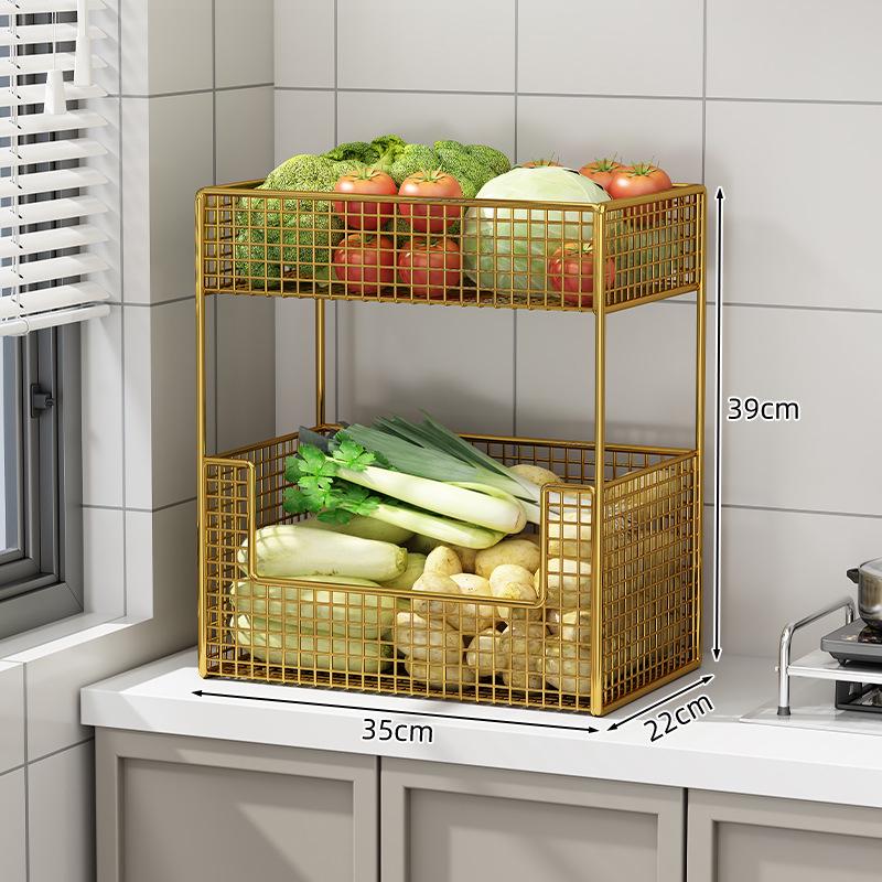 Multi-functional Kitchen Storage Rack: Multi-layer Basket for Fruits, Vegetables, Onions, Ginger, and Garlic