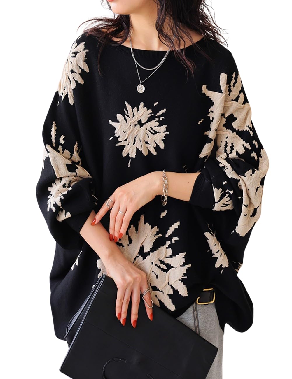 

antiqua Dolman Knit Long Free Size Black Women s Top, Sleeve, PN-00466, 05,