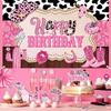 Rustic Cowgirl Birthday Party Backdrop Boho Country Happy Birthday Banner for Western Theme Birthday Decorations Baby Shower