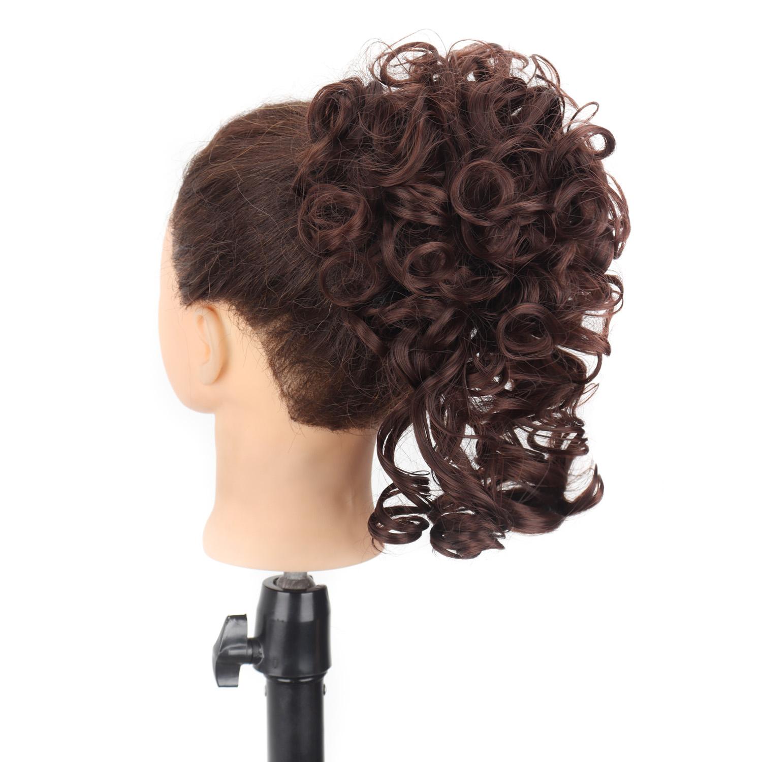 

Короткий небрежный пучок волос с эластичной заколкой для волос, свободный волнистый большой вьющийся пучок волос, синтетический хвост для женщин, ежедневное использование 25cm