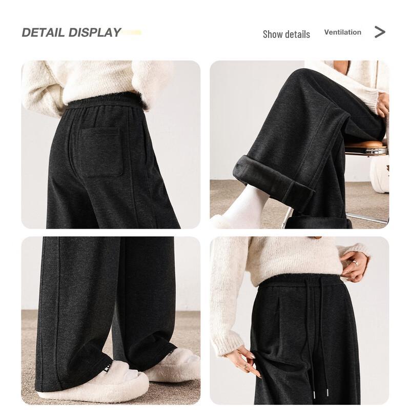 Handu Yishe Women's Fleece-Lined High-Waist Wide-Leg Pants