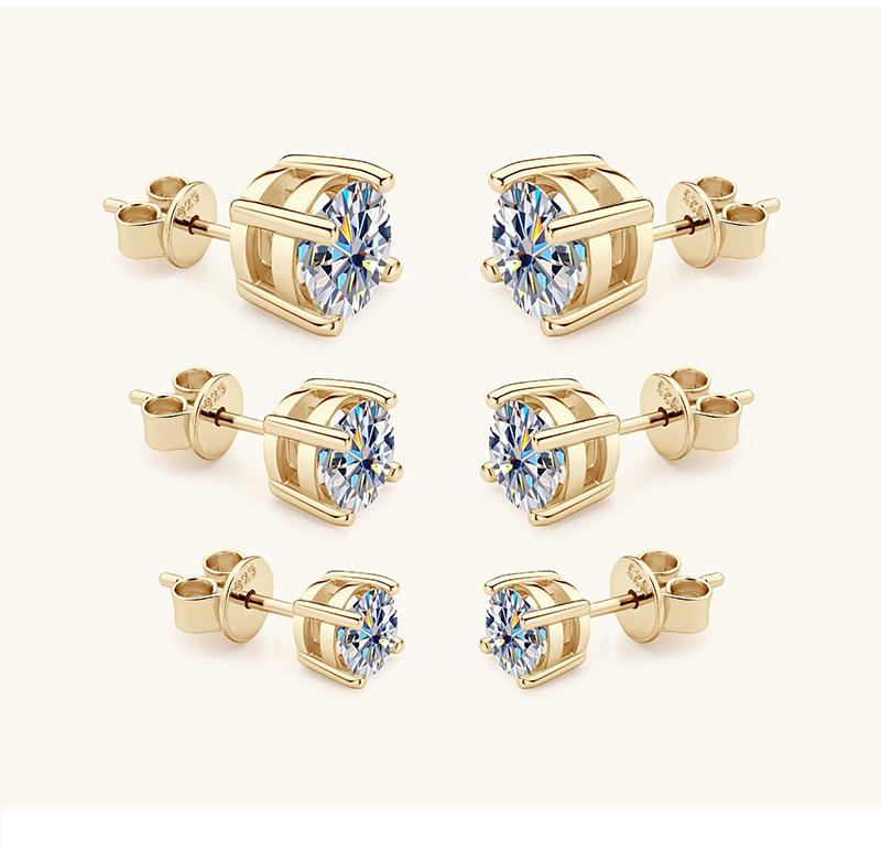 Moissanite Four-Claw Stud Earrings for Women - High-End S925 Sterling Silver Trendy Ear Jewelry