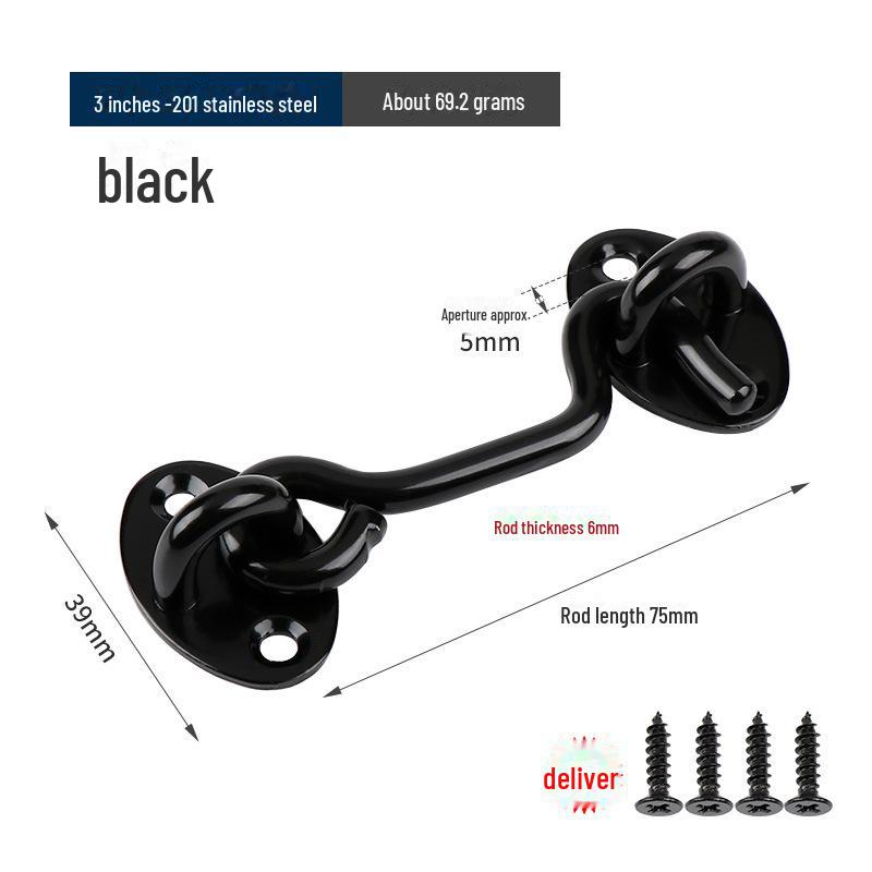 

Крючок для окон и дверей из утолщенной черной нержавеющей стали