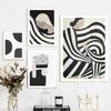 Abstrakt linje Geometrisk färgblock kurva nordiska affischer och tryck Väggkonst Canvasmålning Väggbilder för vardagsrumsinredning