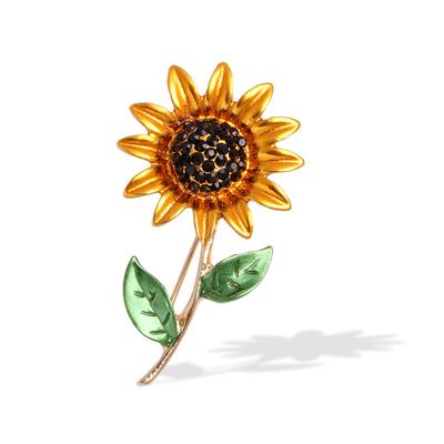 Kreative Ölblumenbrosche Strass Sonnenblumenbrosche Beliebte Damen Frische Anstecknadel Vielseitiges Zubehör