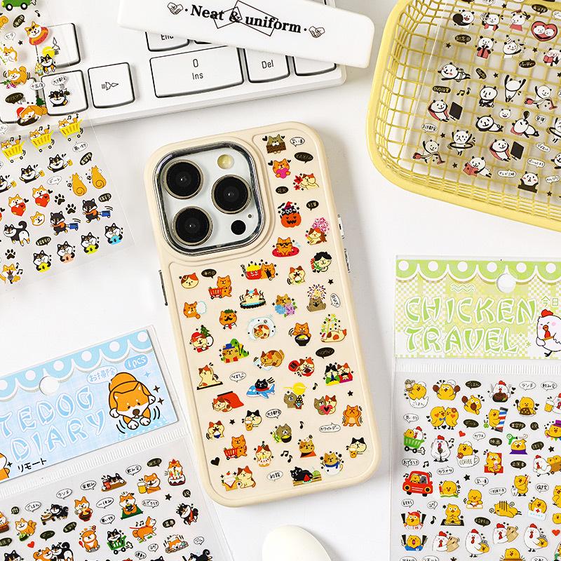 Yuezhen Cute Cartoon PET Die-Cut Stickers for Kids' Journals