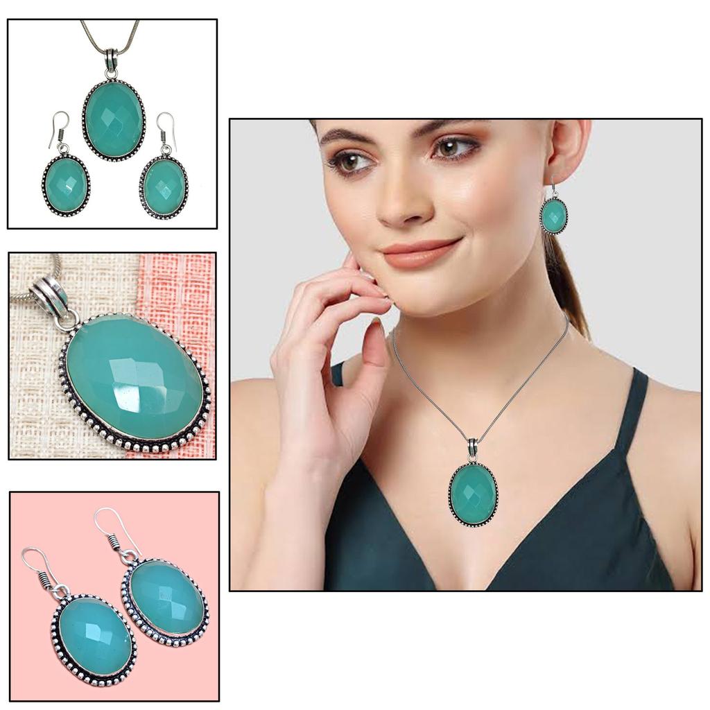Necklace Chalcedony Natural  Beads Blue 20" Cts Round Sterling
