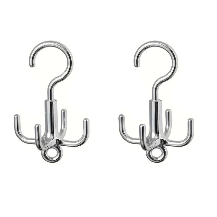 1/2pcs 4 Claws Multifunctional Rotating Clothes Hook Punch Free Rotation Coat Hanger Belt Organizer Scarf Storage Rack Wardrobe