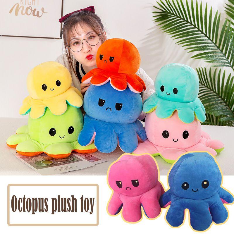 Adorable Double-sided Flip Reversible Octopus Plush Toy For Kids With Soft Texture