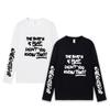 2023 Men's Black & White American Letter Print Cotton Long Sleeve T-Shirt