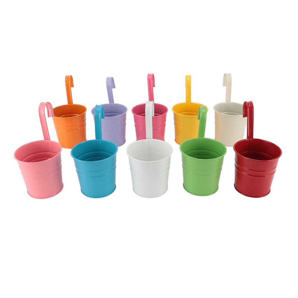 10Pcs Hanging Flower Pots Iron Decorative Detachable Hanging Garden Pots with Drainage Holes for