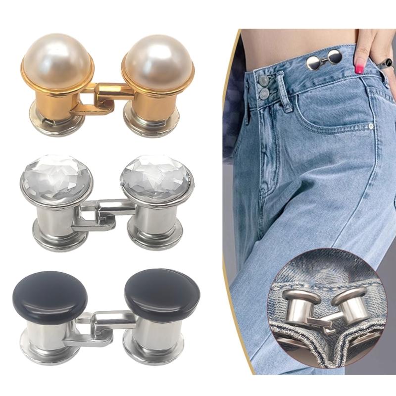 Elegant Flat Back Waist Tightening Button For Jeans Pants Waist Fastener Clip NoSewing Multiuse Clasp for Loose Trousers