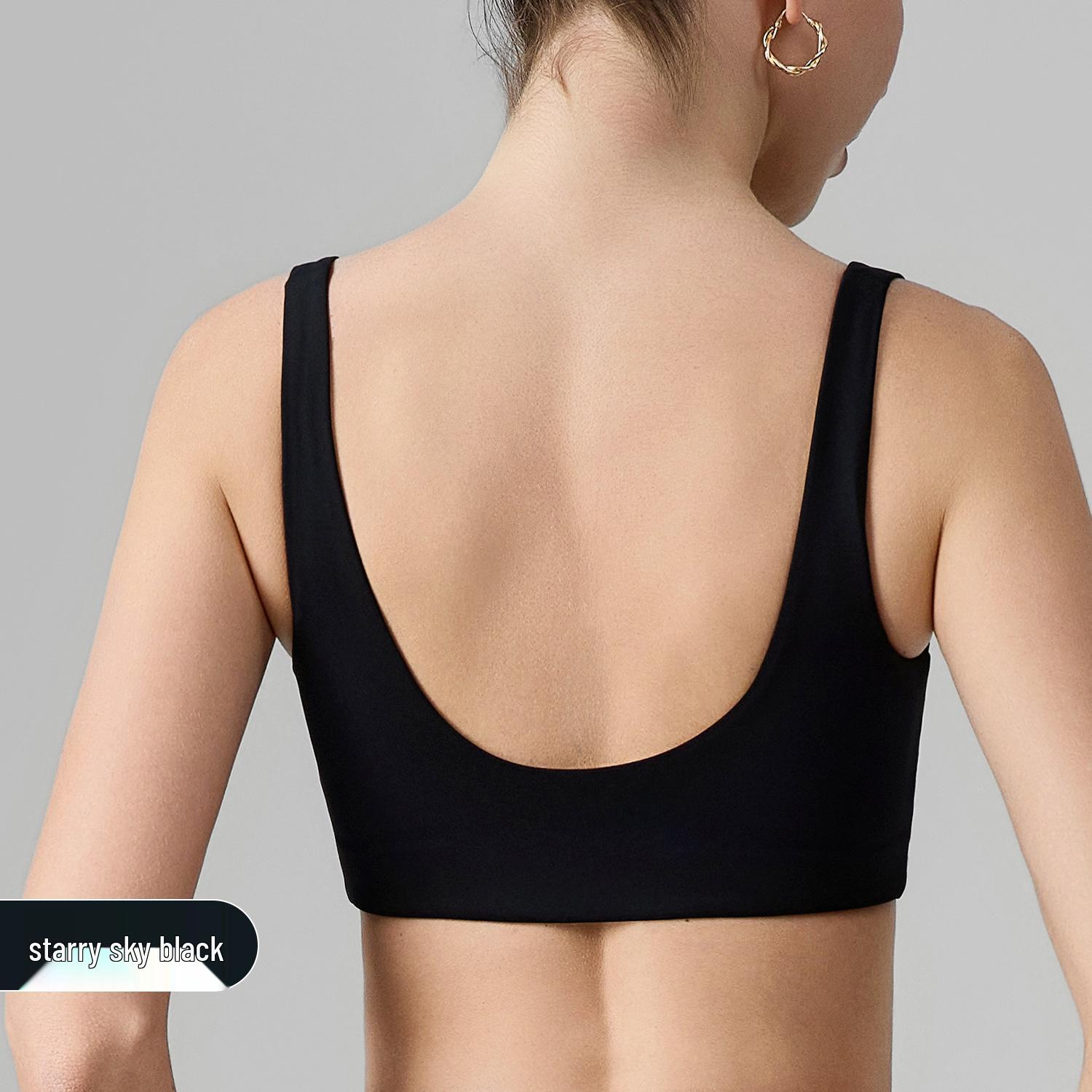 

Women s Sports Bra: Double Shoulder Straps, Fixed Cups, Diamond Neckline, Bare Feel, Breathable, U-Shaped Back, Yoga Tank Small