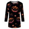 Women's Fashion Casual Round Neck Three-quarter Sleeve Halloween Printed T-shirt Top