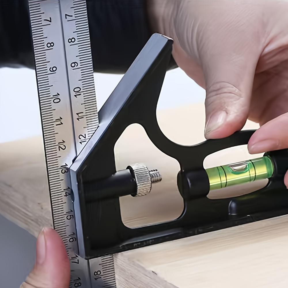 A Set of Three-in-one Multifunctional Adjustable Woodworking Tools- Stainless Steel Combination Square, Equipped with a Digital Angle Gauge and Ruler