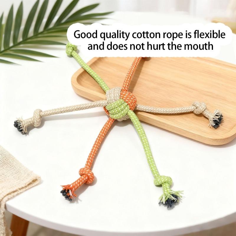 Interactive Dog Chew Rope with 6 Head Design Promotes Gums Health and Indoor Outdoor Entertainment Activity Tug Toy