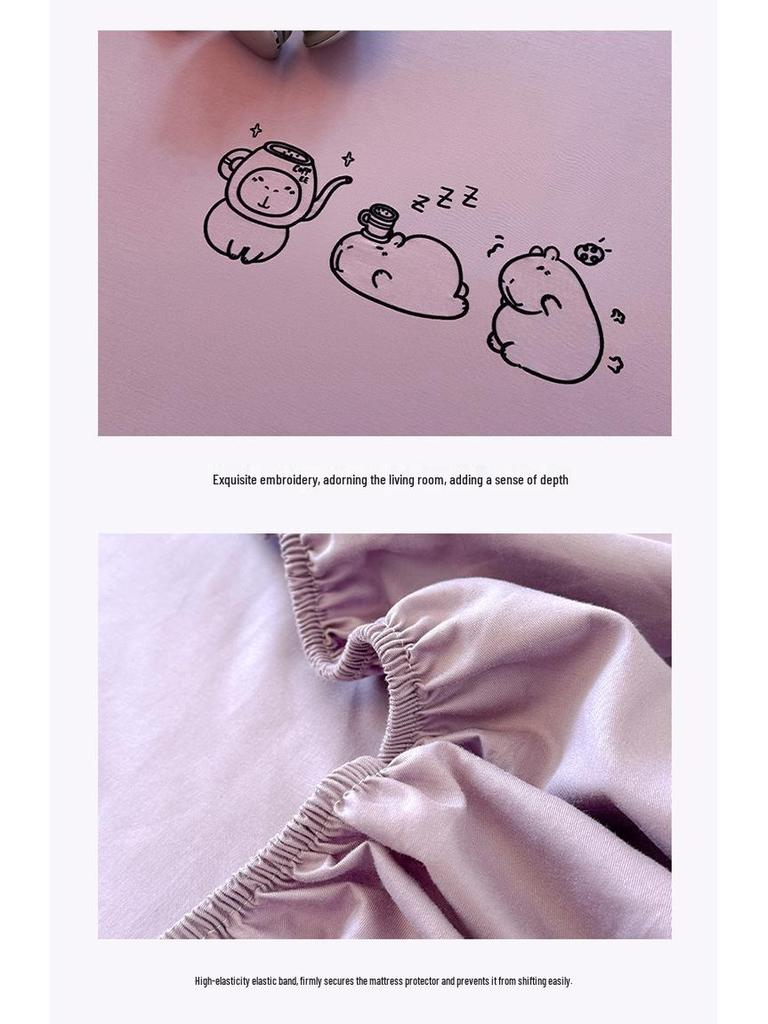 Class A 100% Cotton Fitted Sheet: Soft, Skin-Friendly, Breathable, Sweat-Wicking Mattress Protector for Dormitory Single Simmons.
