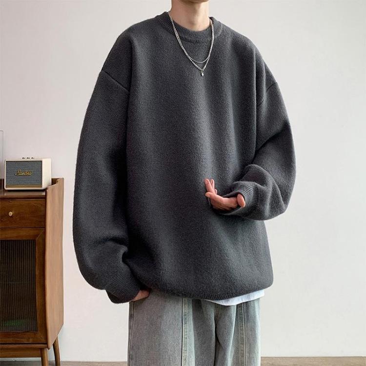 Korean Style Winter Pullovers for Men Autumn Winter Thickened Loose Sweaters Trendy Hong Kong Japanese Style