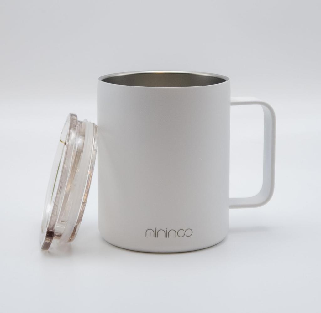 Caneca MININCO de Aço Inoxidável com Isolamento a Vácuo com Tampa, 350ml, Mantém Quente ou Frio, Design Simples de Cor Sólida