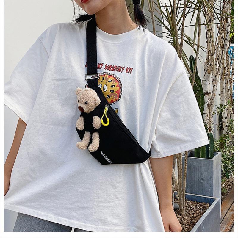 20255 Printed Letter Cute Bear Crossbody Bag