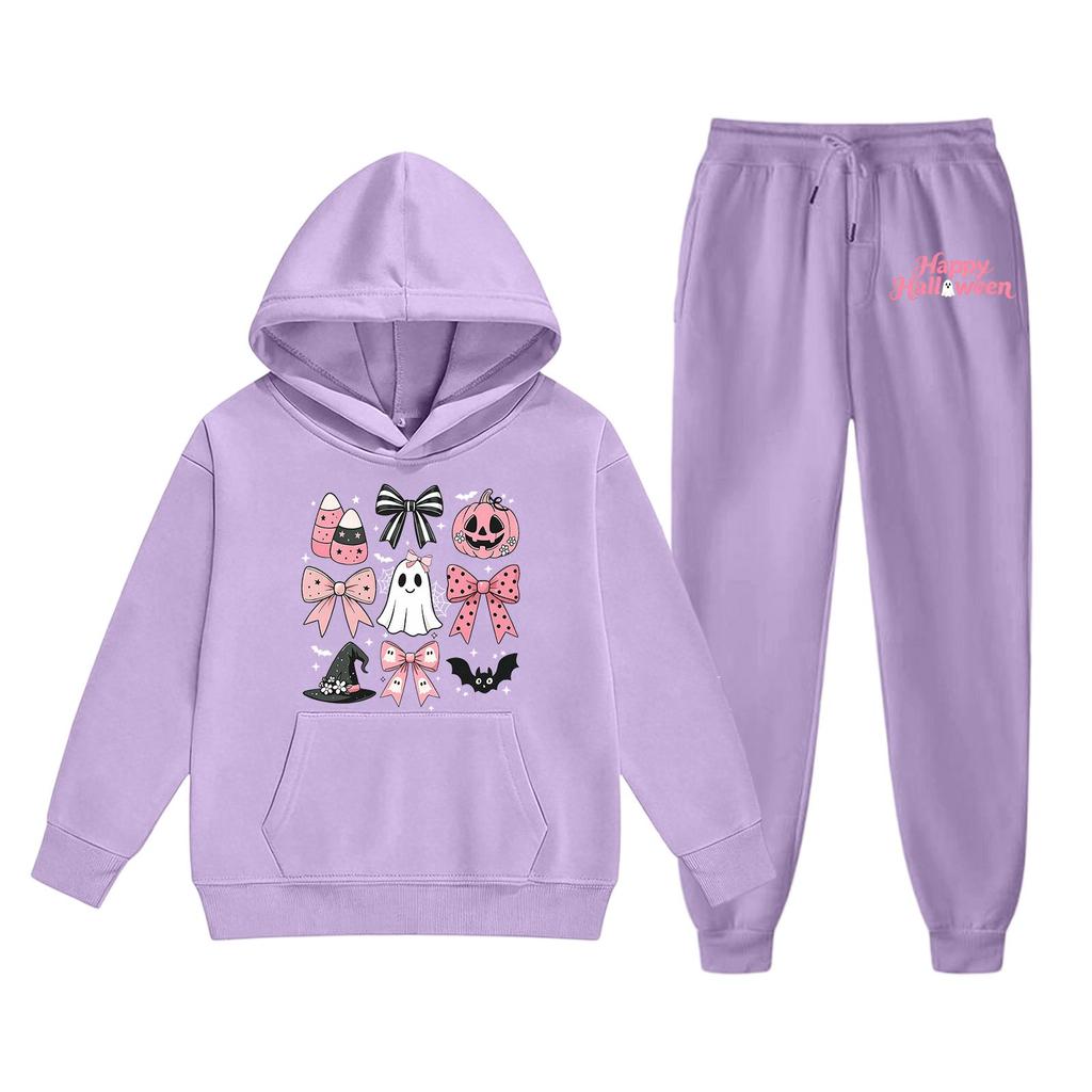 Kids Halloween Hoodie Set Long Sleeve Pullover Sweatshirt with Hood and Matching Pants Soft Comfortable Outfit for Children