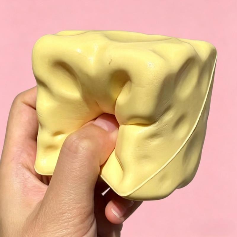 6cm Cheese Cube Stress Ball Squishy Toy Simulated Cheese Slow Rising Fidget Toy ASMR Sensory Anti-Stress for Friends Gift
